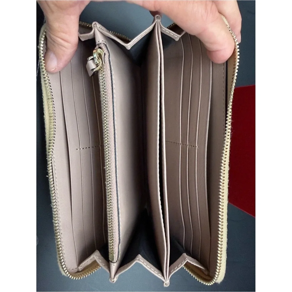 Valentino Garavani Metallic Gold Rockstud Zip-Around‎ Wallet